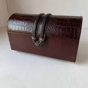 Brighton RICHMOND Jewelry Box Chocolate H6068 Cros Embossed Trim Read!